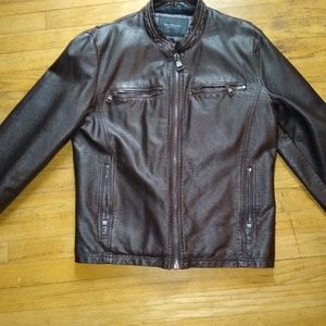 Men's Faux-Leather Andrew Mac Aviator Bomber Jacke